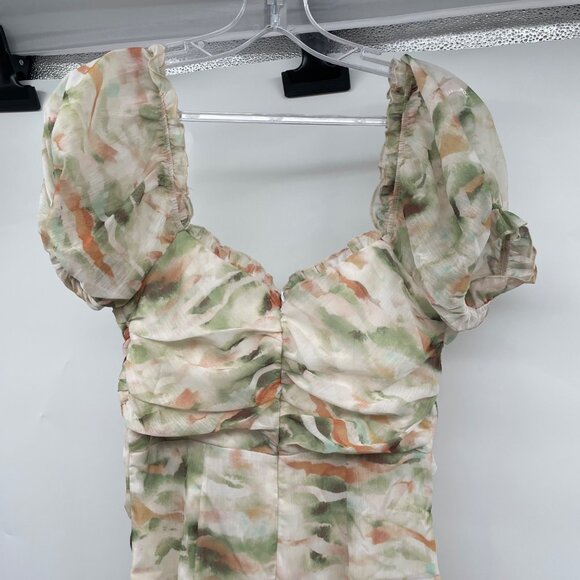 Selfie Leslie Mini Bodycon Dress Gathered Ties Multicolor Print Size XS - Picture 6 of 9